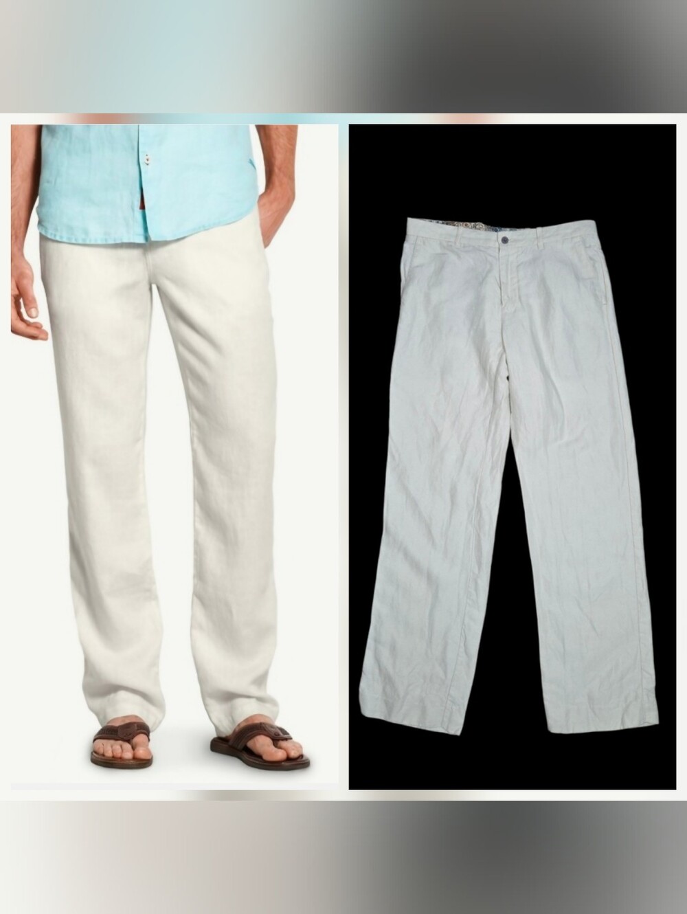 Tommy Bahama Linen Blend Cream Off White Beach Pants Men’s Size 32x32 (34x32)